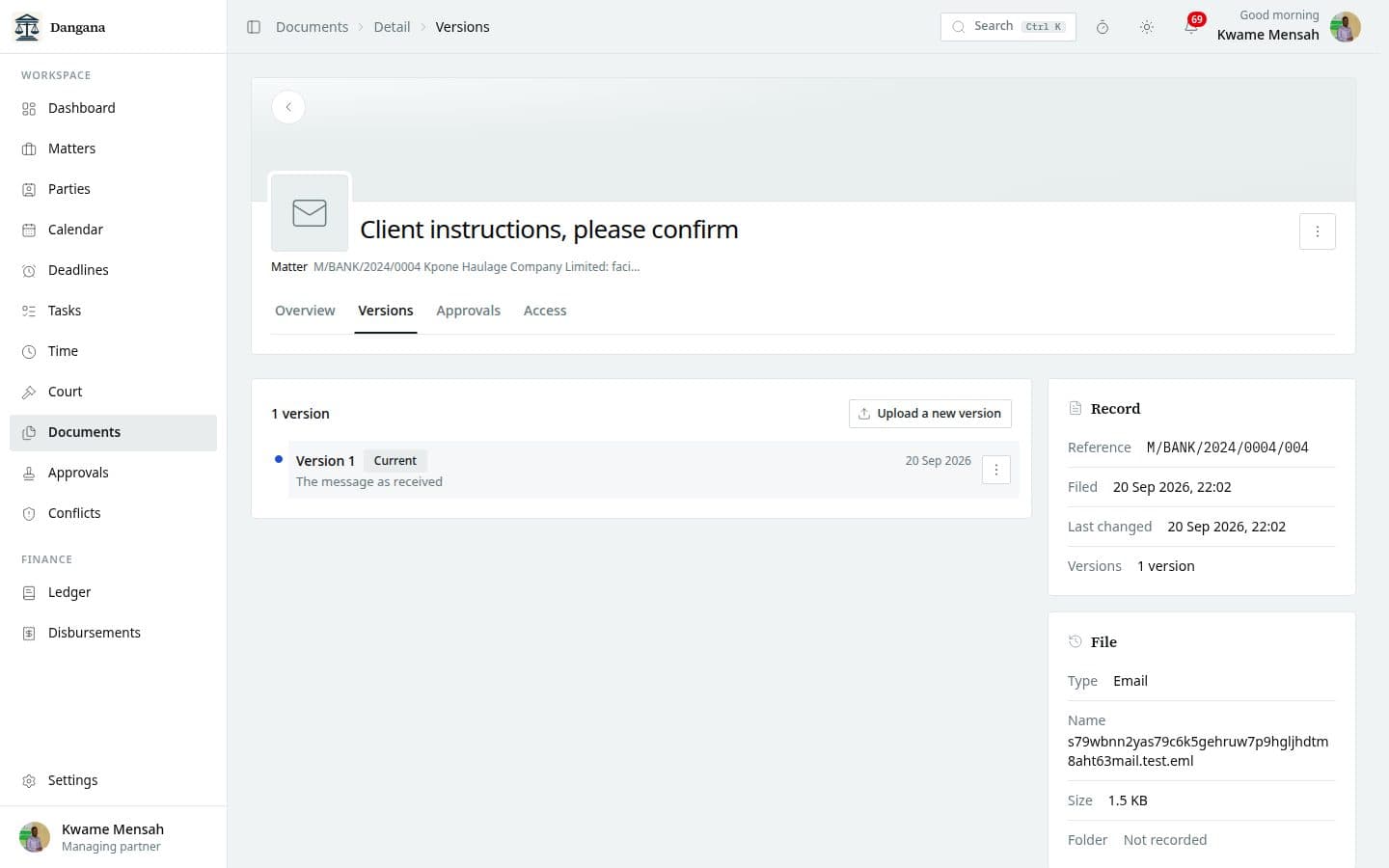 A document's versions, newest first.
