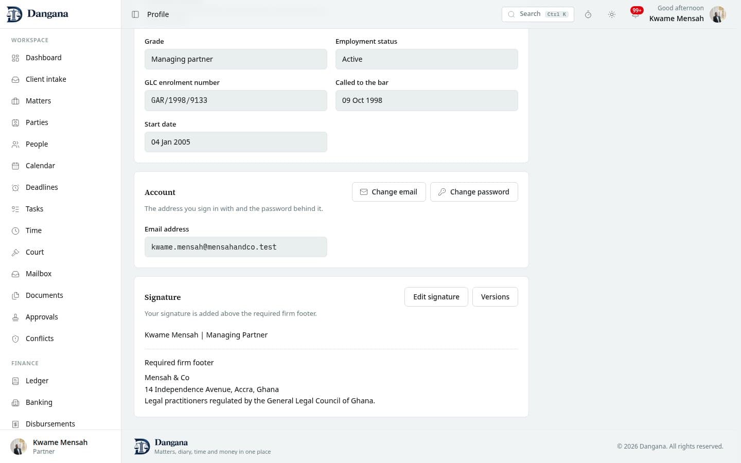A person's signature above the required firm footer.